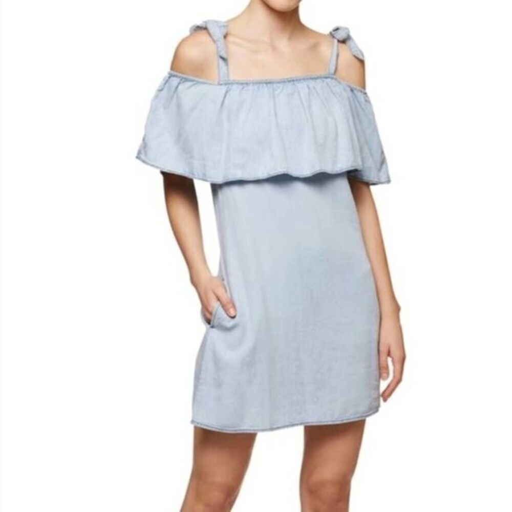 Sanctuary denim chambray dress off the shoulders S